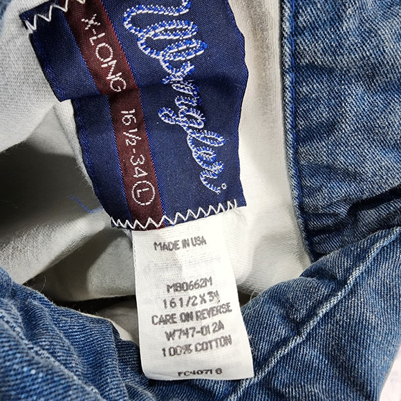 Wrangler Brushpopper Shirt MENS 16.5-34 Striped Western VINTAGE 90s X-Long Tails - Picture 8 of 11